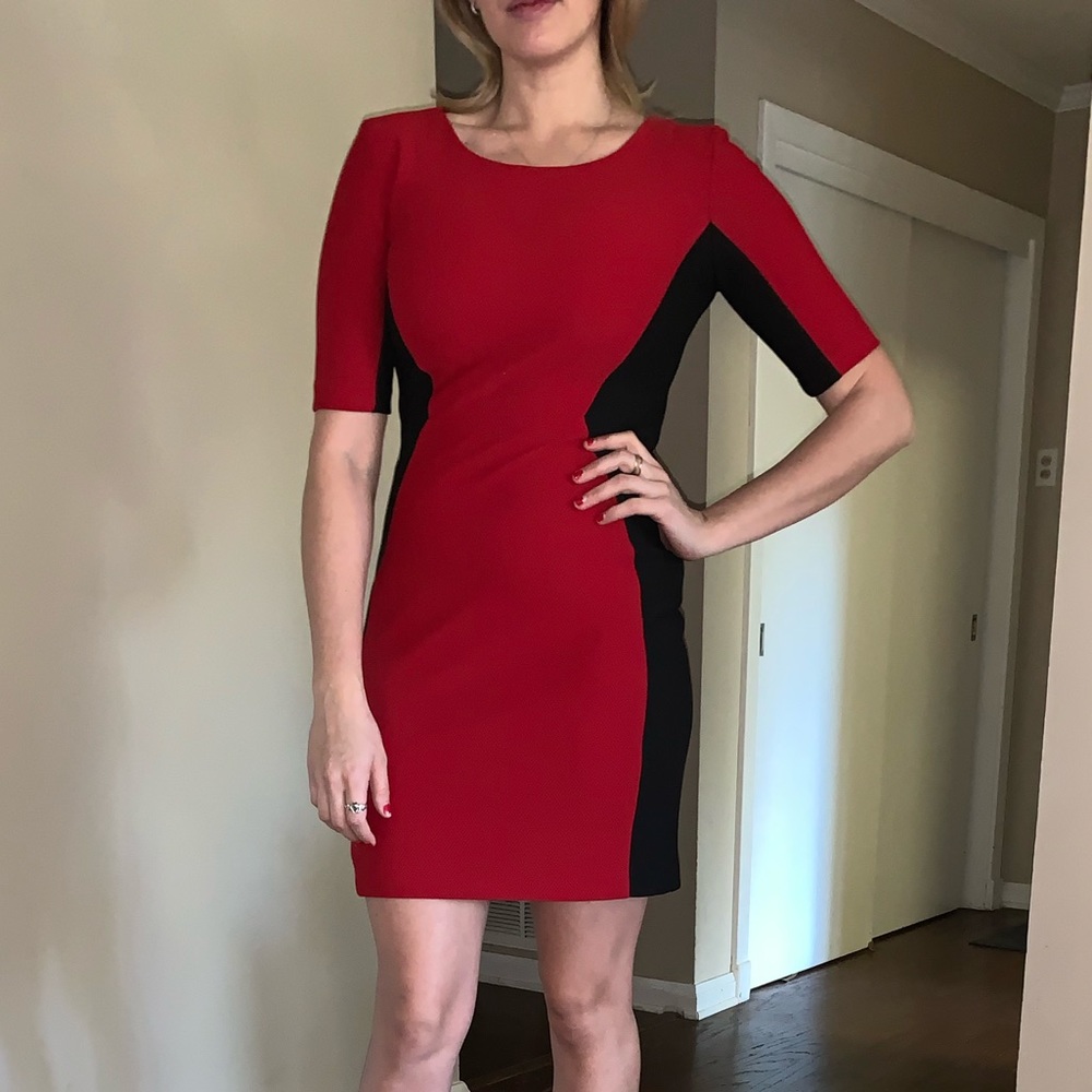 Red short work dress